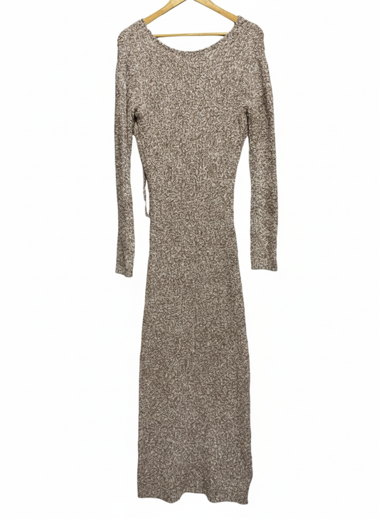 BOOHOO| L |LONG-SLEEVED SPECKLED KNIT MIDI DRESS