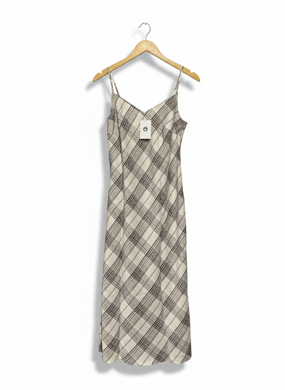 ANKO |M| BUST 16| CREAM AND CHARCOAL CHECKERED SLIP DRESS