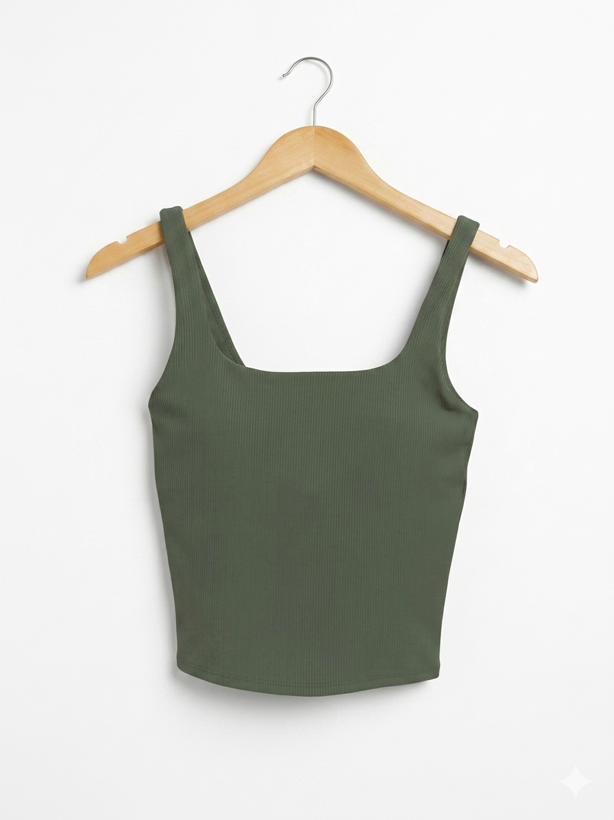 MUSCLE REPUBLIC |XS| BUST 13| B26| PREMIUM OLIVE GREEN RIBBED TANK TOP