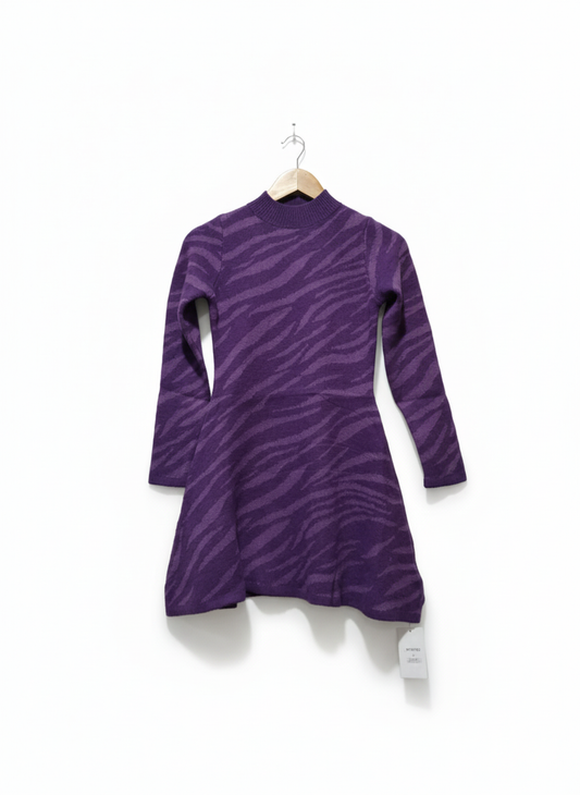 Knit Mix  Commuter Dress, Women,Winter, Zebra Print, Mock Neck, Long Sleeve, Fitting Sweater Dress W-15 / L-30