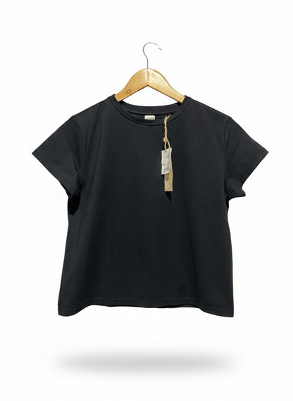 ANKO |L| BUST 18|  C2 |  BLACK CREW-NECK SHORT-SLEEVE T-SHIRT