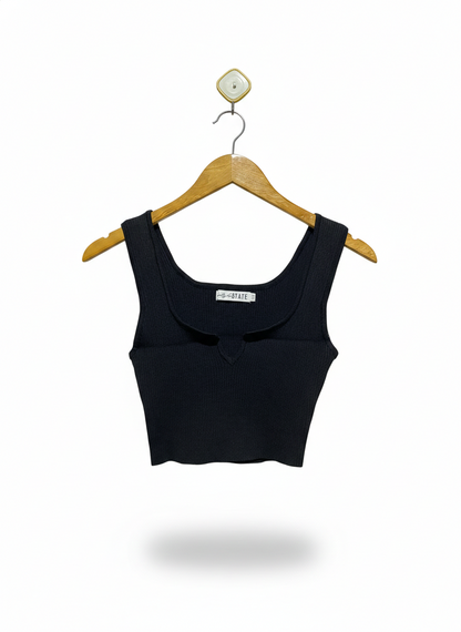 STYLE STATE |S| BUST 11| Black Ribbed Crop Top
