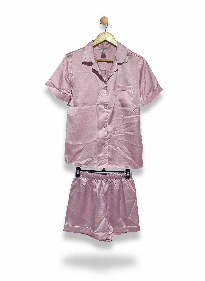 ANKO |S/M| WOMEN’S MAUVE SATIN SHORT PAJAMA SET