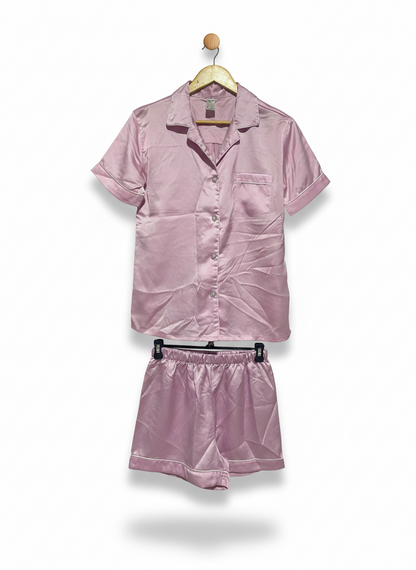 ANKO |S/M| WOMEN’S MAUVE SATIN SHORT PAJAMA SET