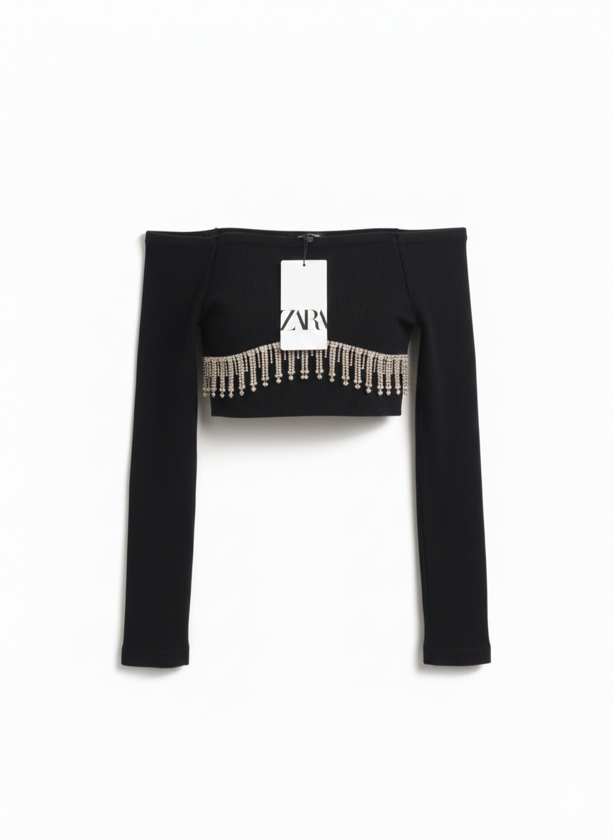 ZARA|M/L|BUST 11|Zara Off-The-Shoulder Crop Top