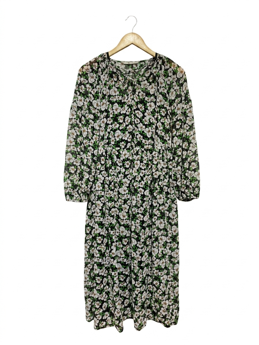 TU WOMAN |L| BUST 19| B13| FLORAL PRINT MESH MIDI DRESS