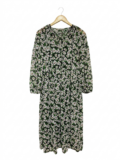 TU WOMAN |L| BUST 19| B13| FLORAL PRINT MESH MIDI DRESS