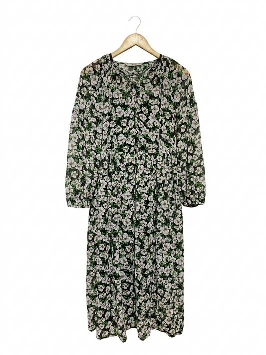 TU WOMAN |L| BUST 19| B13| FLORAL PRINT MESH MIDI DRESS