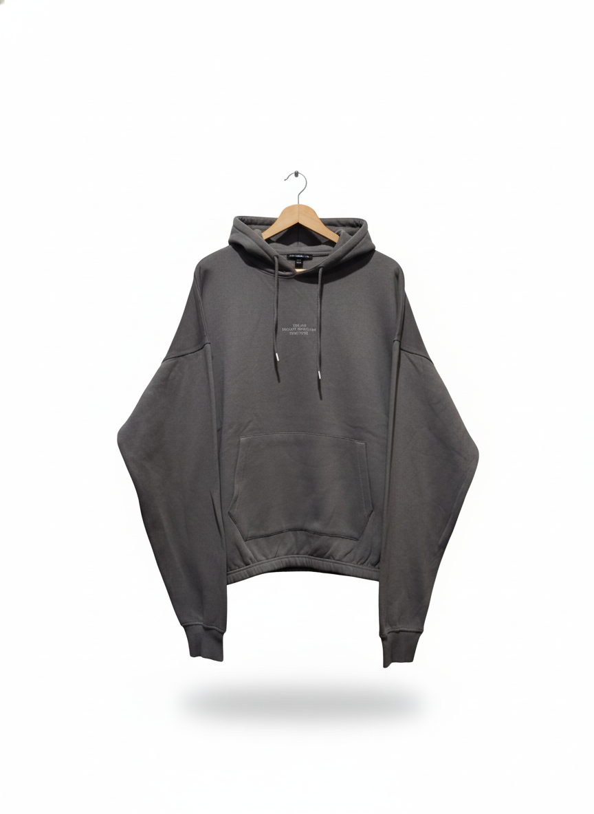 PRETTYLITTLETHING Logo Charcoal Grey Oversized Fit Hoodie W-30 / L-27
