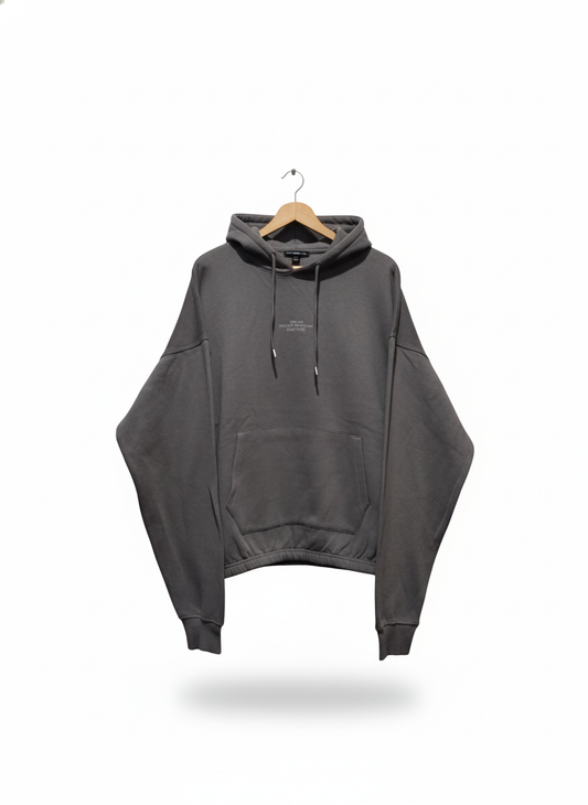 PRETTYLITTLETHING Logo Charcoal Grey Oversized Fit Hoodie W-30 / L-27