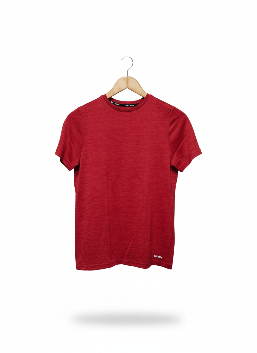 TEK GEAR |L|BUST 17|DRY TEK RED HEATHERED ATHLETIC T-SHIRT