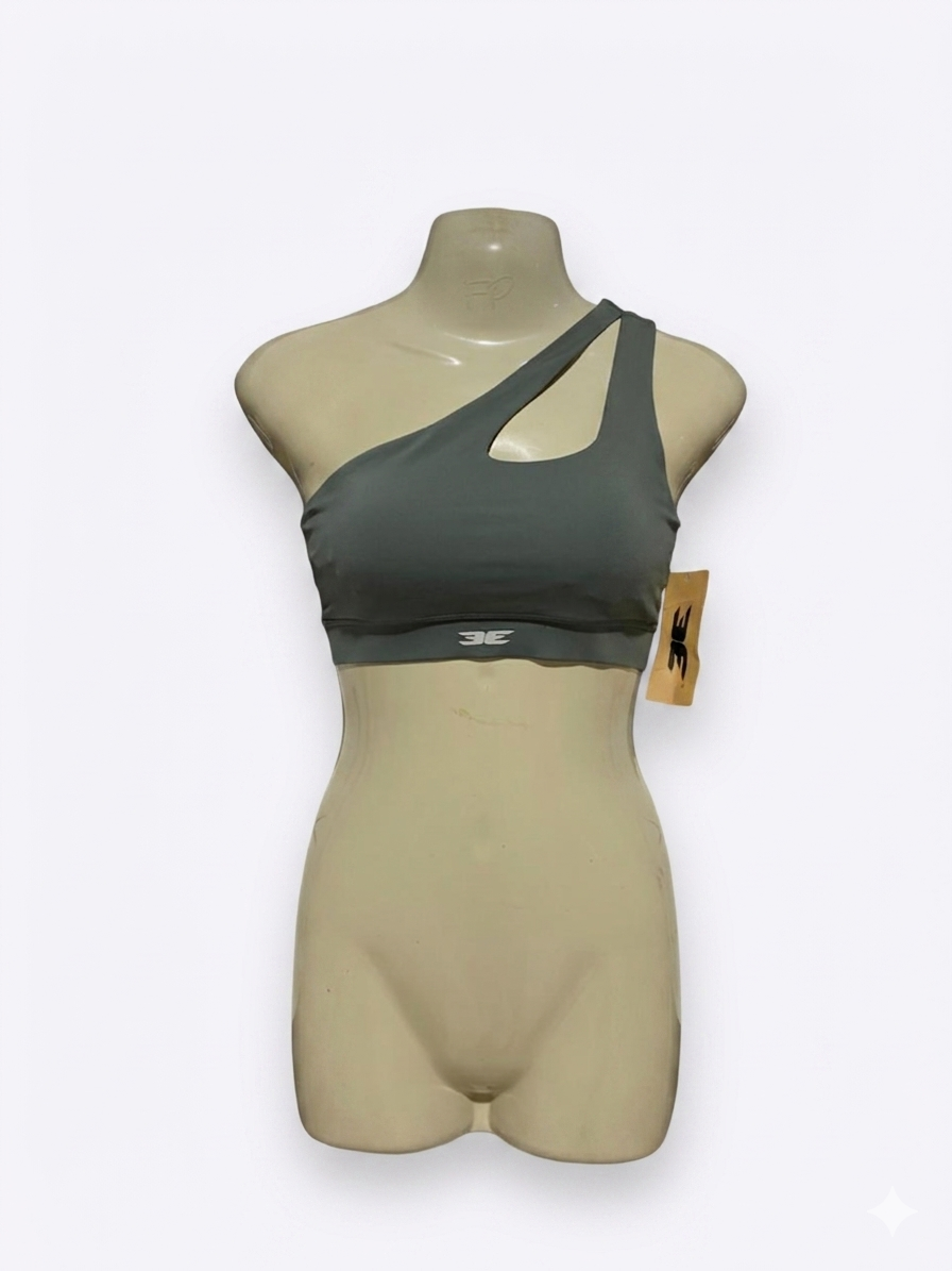 ELITE ELEVEN |XS| BUST 13| B26| ACTIVE GREY ONE-SHOULDER SPORTS BRA WITH CUT-OUT DETAIL