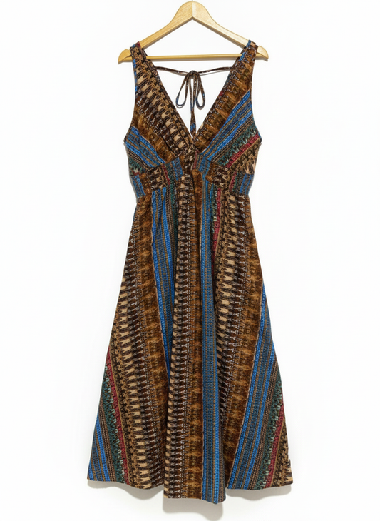 SHEIN |XL|BUST 17|MULTICOLOR AZTEC PRINT SLEEVELESS MIDI DRESS