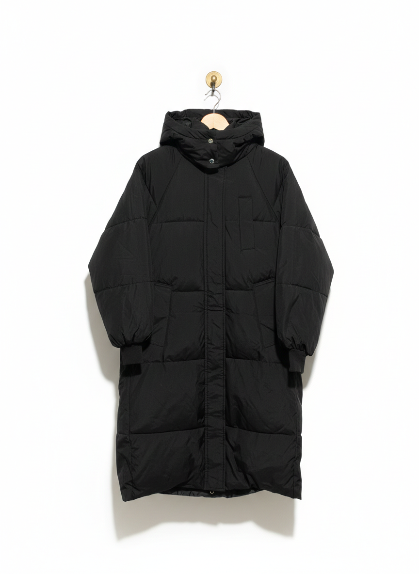 DIANYIGE DYG |L| BUST 22| PrettyLittleThing Tall Black Maxi Longline Hooded Puffer Coat