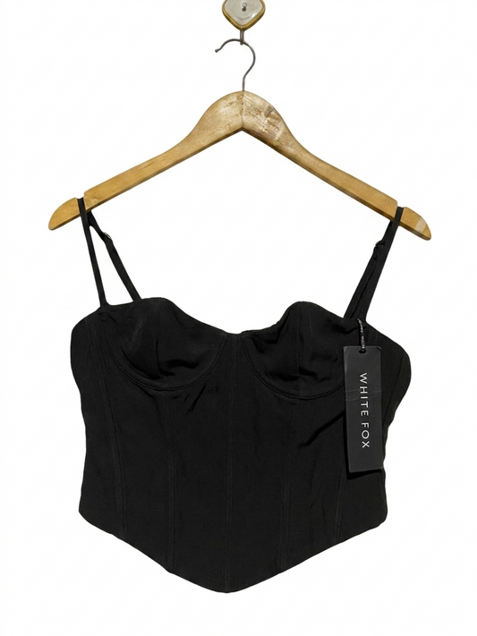 WHITE FOX |M| BUST 16| B10| WOMEN'S BLACK CORSET STYLE BUSTIER CROP TOP