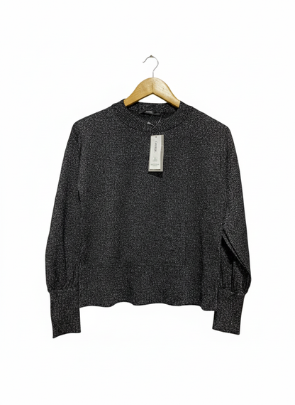 GEORGE|S|BUST 19|Black and Silver Glitter Mock Neck Jumper