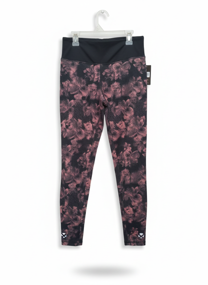 CRIVIT|S|WAIST 26|Black and Pink Floral Print High-Waisted Athletic Leggings