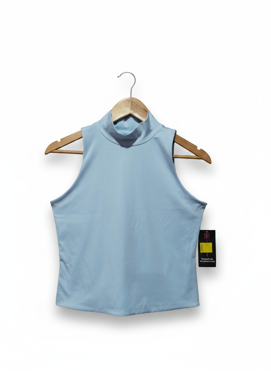 NO BOUNDARIES|M|BUST 16| Blue Mock Neck Crop Top