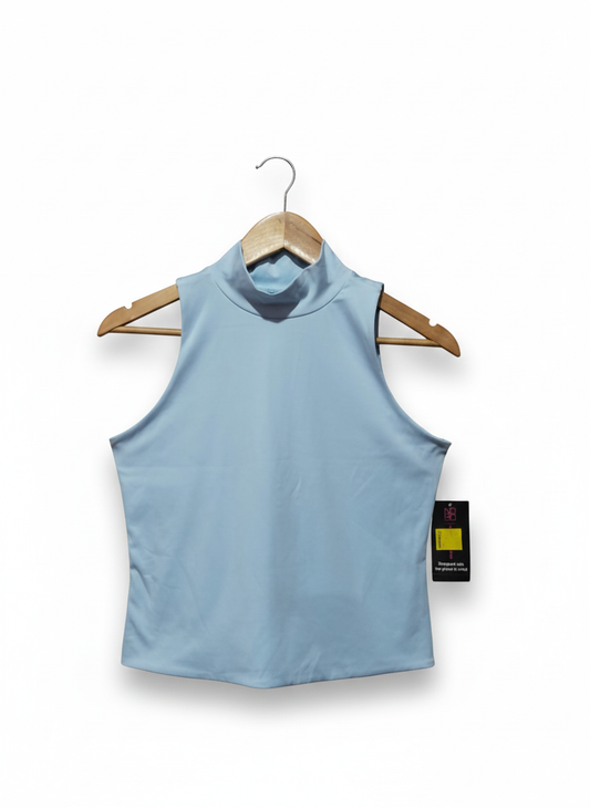 NO BOUNDARIES|M|BUST 16| Blue Mock Neck Crop Top