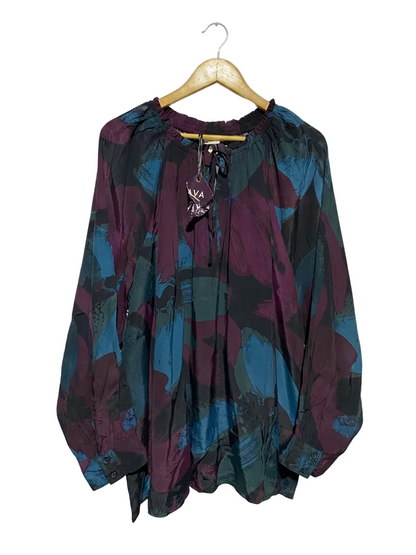 AVA VIV |XXL| BUST 28| B11| MULTICOLOR ABSTRACT PRINT OVERSIZED BLOUSE