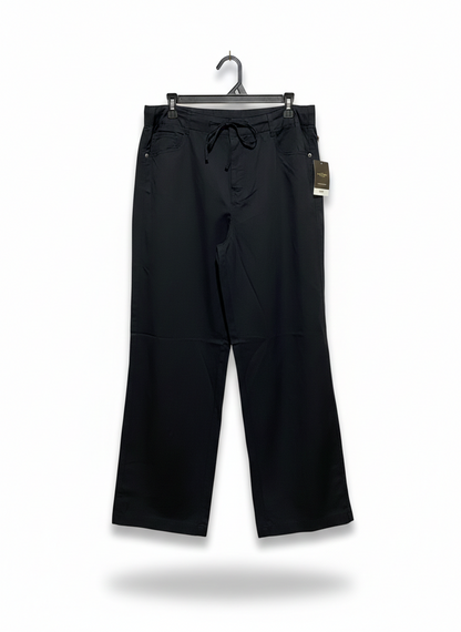 ANKO |XL| WAIST 32| CLASSIC BLACK STRAIGHT-LEG PANTS WITH COMFORT ADJUSTABLE WAIST AND POCKETS