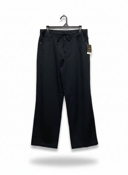 ANKO |XL| WAIST 32| C7|  CLASSIC BLACK STRAIGHT-LEG PANTS WITH COMFORT ADJUSTABLE WAIST AND POCKETS