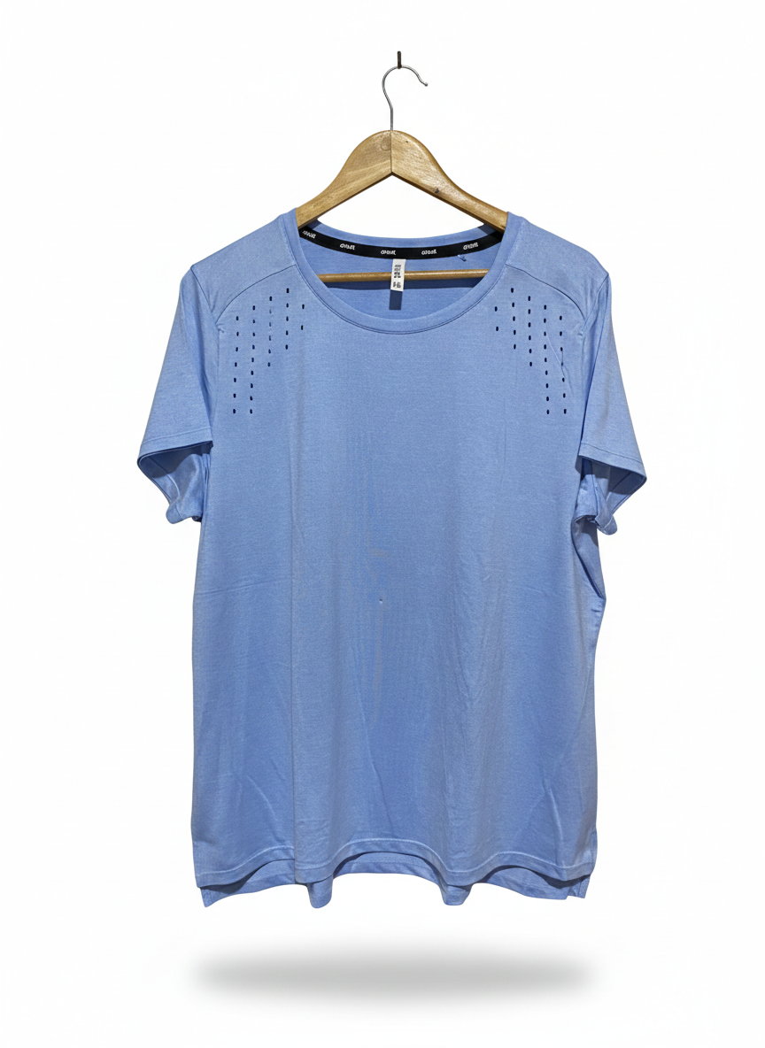 CIRCUIT |XL| BUST 22| C1|  SKY BLUE LASER-CUT PERFORMANCE TEE