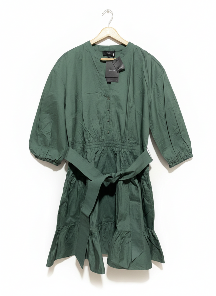 BASQUE |L| BUST 20| SAGE GREEN TIERED MINI DRESS