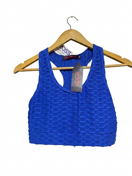A.Q SPORT |M| BUST 14| BLUE HONEYCOMB TEXTURED SPORTS BRA