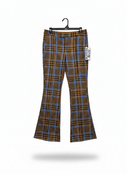 FUTURE COLLECTIVE|L|WAIST 32|Kahlana Barfield Brown Plaid Flare Pants