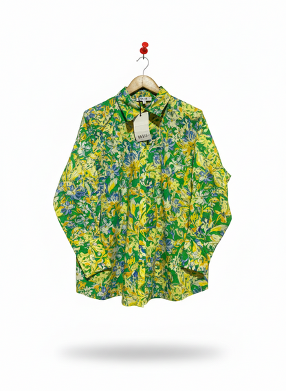 DAZIE |S| BUST 24| YELLOW AND GREEN FLORAL OVERSIZED SHIRT