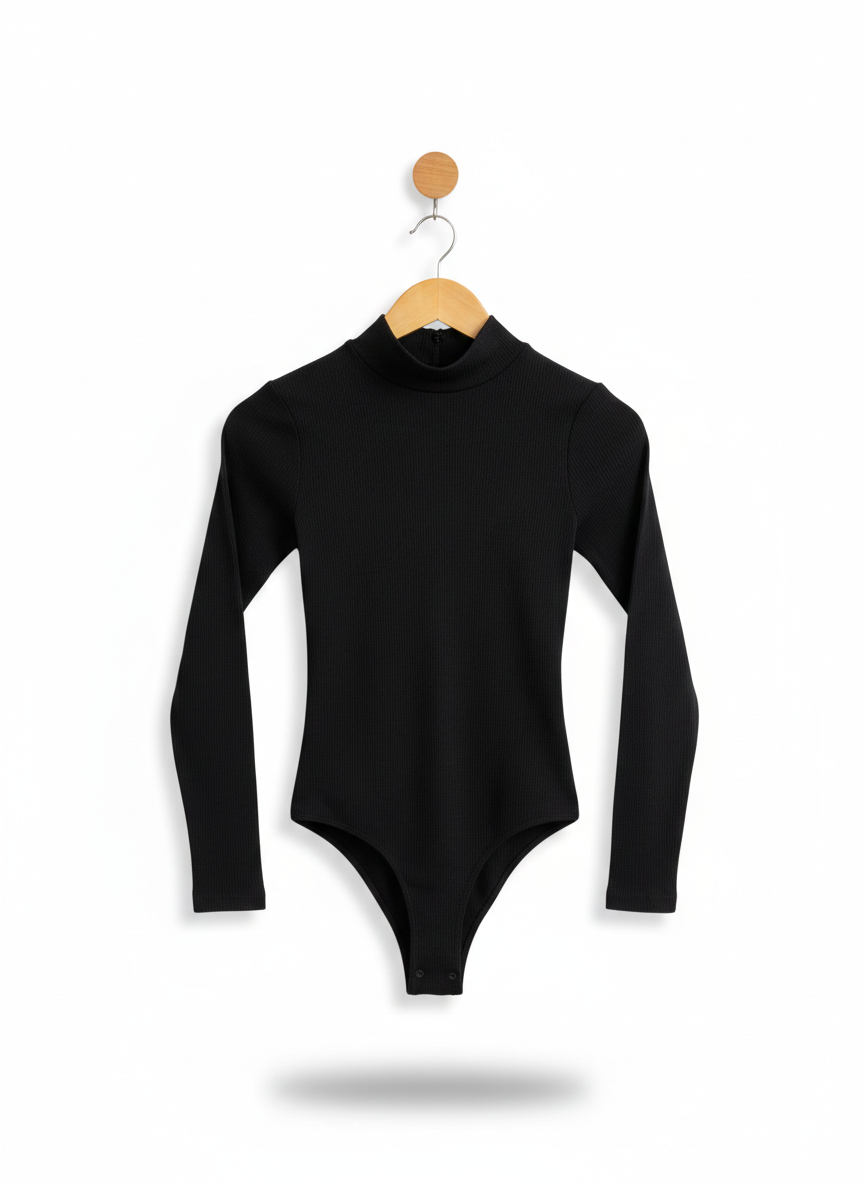 COUNTRY ROAD |XS| BUST 10| black long-sleeve ribbed turtleneck bodysuit