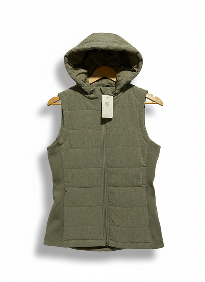 ELL&VOO|XS/S|BUST 18| Khaki Green Hooded Insulated Vest