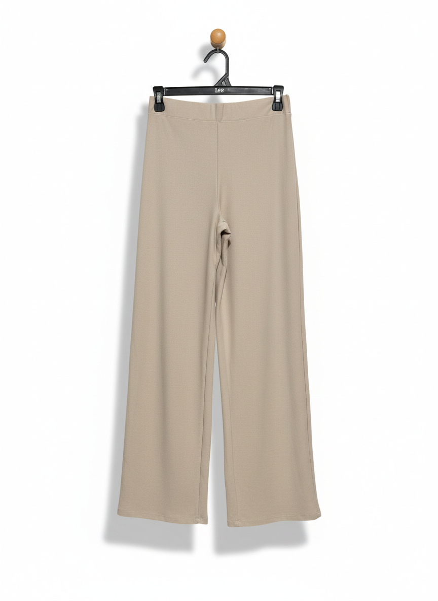 BOOHOO |S| WAIST 26| CREAM HIGH-WAISTED STRETCH WIDE-LEG PANTS