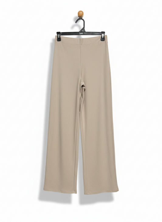 BOOHOO |S| WAIST 26| CREAM HIGH-WAISTED STRETCH WIDE-LEG PANTS