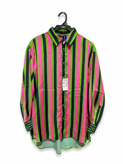 VINNIES |XL| BUST 24| PINK AND BURGUNDY PLAID BUTTON-DOWN SHIRT