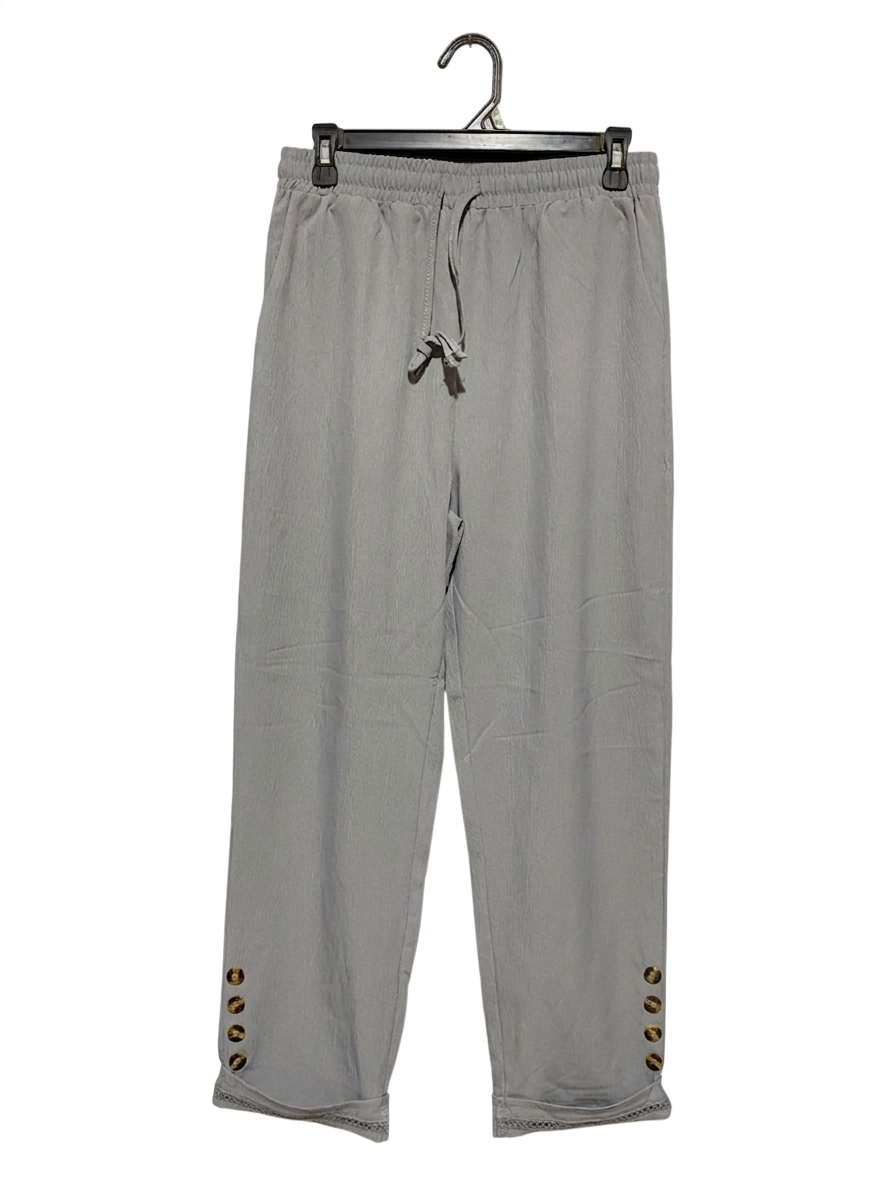 |L| WAIST 29| B5| CHIC GREY LIGHTWEIGHT DRAWSTRING PANTS WITH BUTTON DETAIL