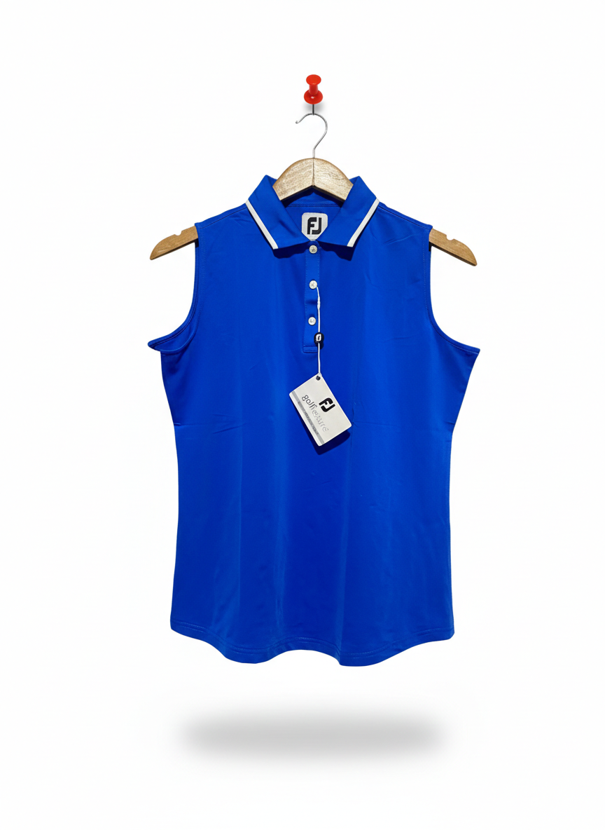 FJ |L| BUST 20|C1| VIBRANT COBALT BLUE SLEEVELESS GOLF POLO