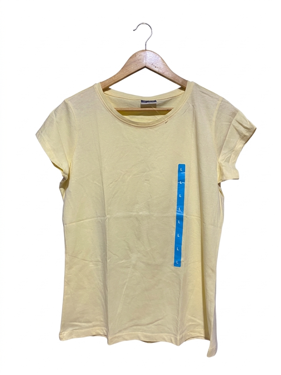 BELOVED |L| BUST 19| B9| PREMIUM PALE YELLOW COTTON CREW NECK T-SHIRT FOR WOMEN
