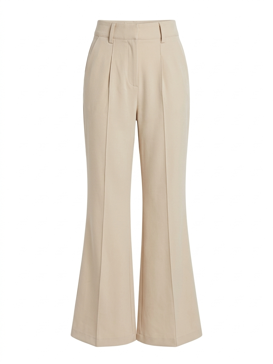 SNDYS |S| WAIST 26| B7| BEIGE HIGH-WAISTED WIDE-LEG PLEATED TROUSERS
