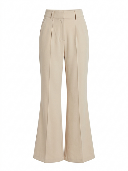 SNDYS |S| WAIST 26| B7| BEIGE HIGH-WAISTED WIDE-LEG PLEATED TROUSERS