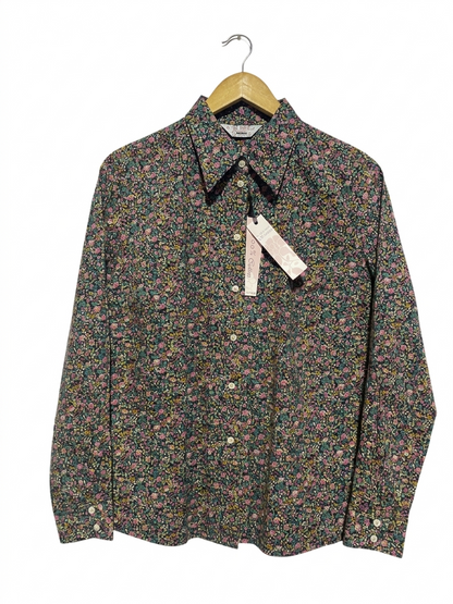 DOUBLE TWO |L| BUST 20| B9| COTTON DITSY FLORAL BUTTON-DOWN SHIRT FOR WOMEN
