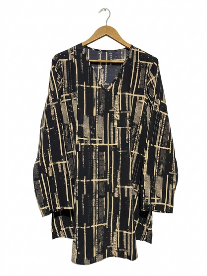 SHEIN |XL| BUST 22| B14| CONTEMPORARY GEOMETRIC GRID PRINT TUNIC TOP