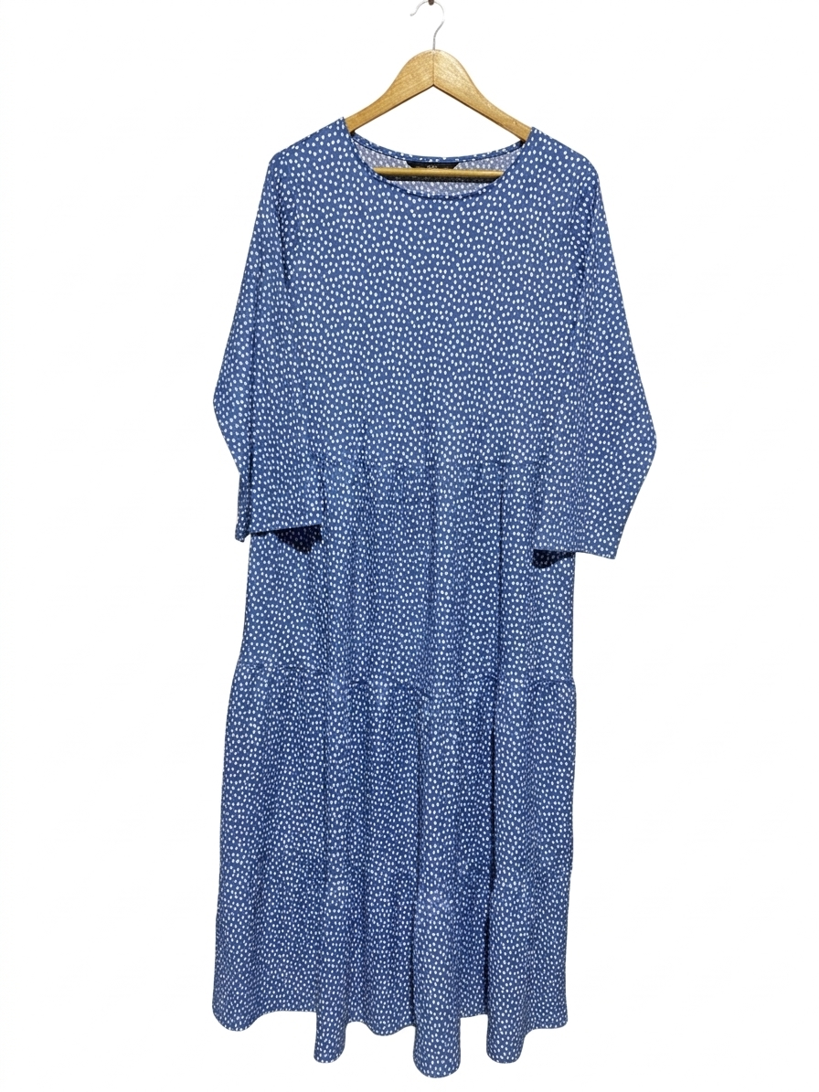F&F |XL|  BUST 22| B4| BLUE POLKA DOT TIERED MIDI DRESS