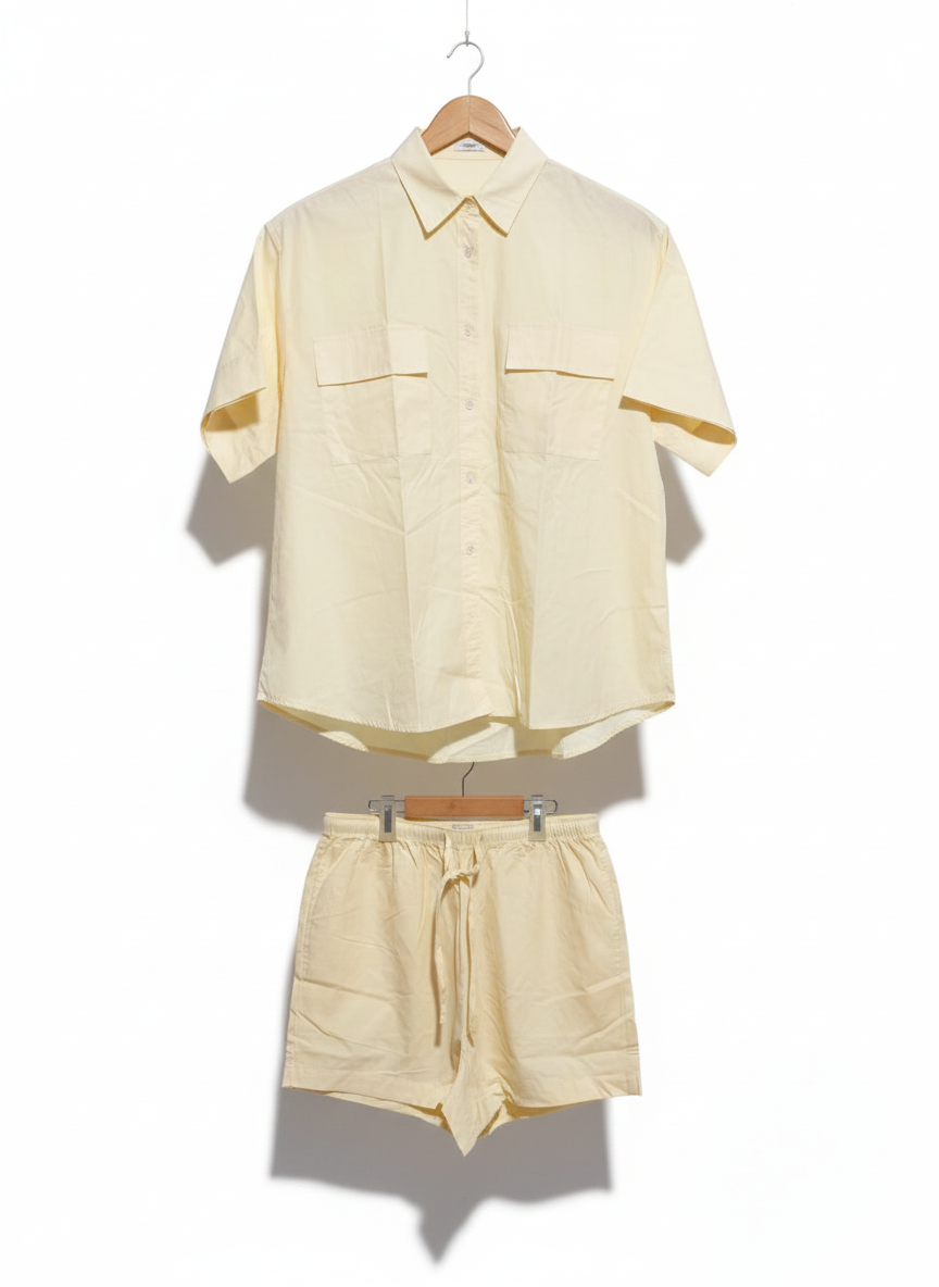 ACADEMY WOMEN |M/L | COTTON-VOILE SHIRT AND SHORTS SET