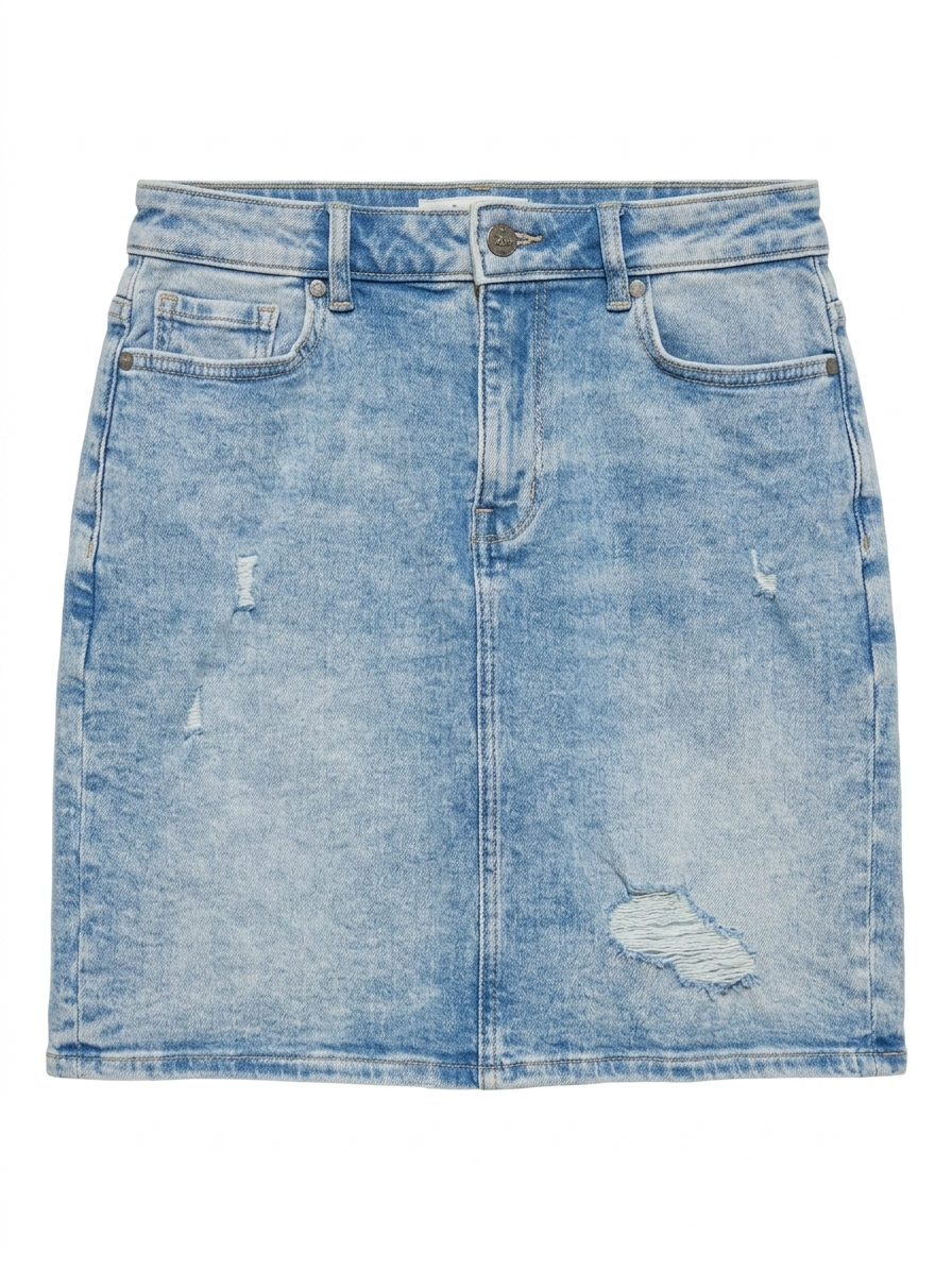SKIRT | M| WAIST 30| B11 | VINTAGE ACID WASH DISTRESSED DENIM MINI SKIRT