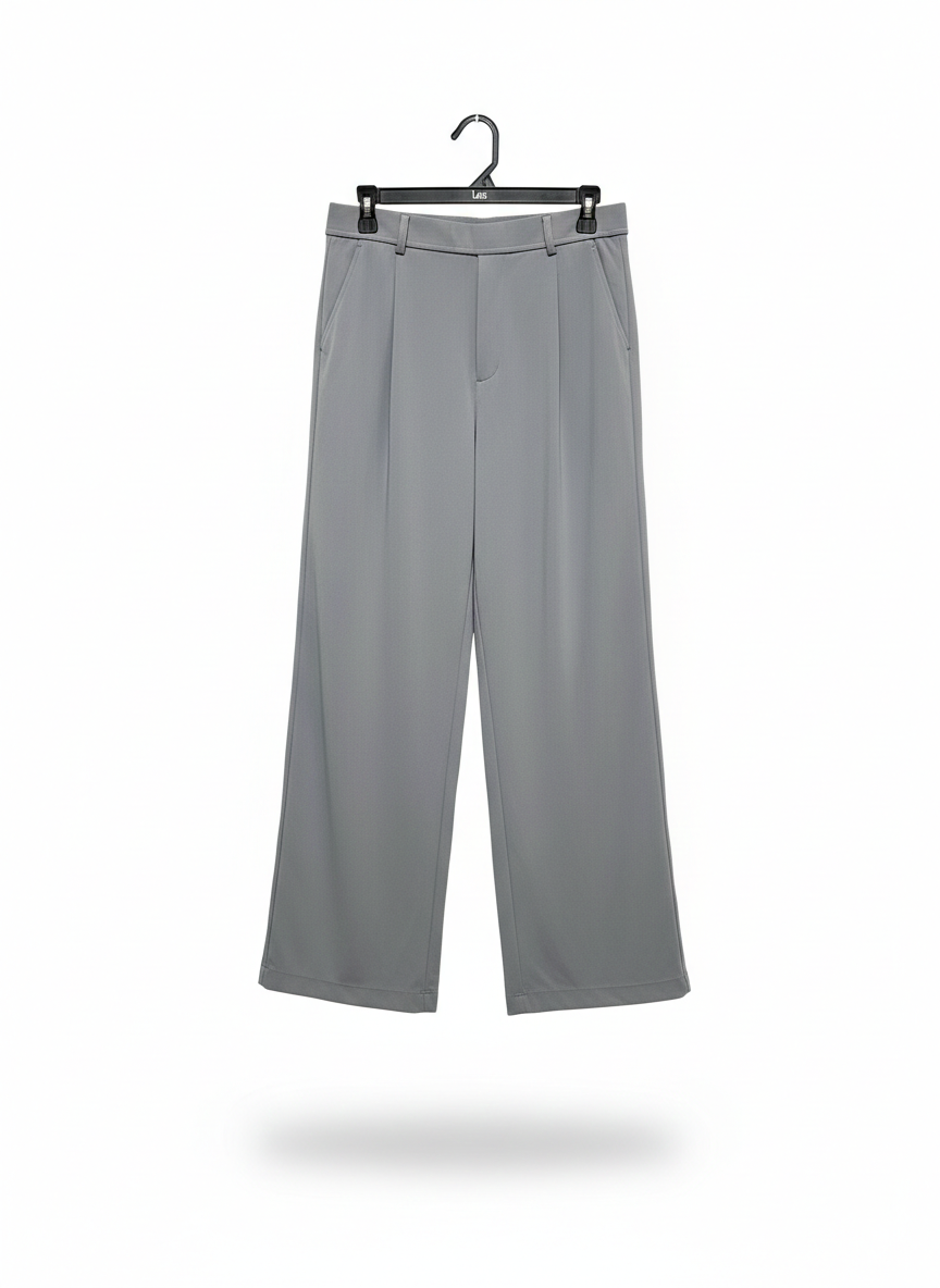 HALARA |M| WAIST 30| BERSHKA GREY WIDE-LEG PLEATED TROUSERS