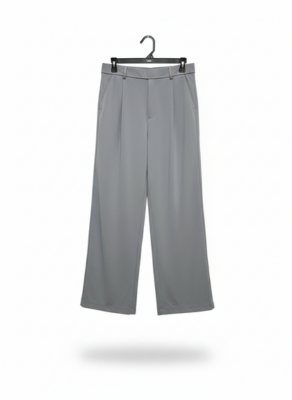 HALARA |M| WAIST 30| BERSHKA GREY WIDE-LEG PLEATED TROUSERS