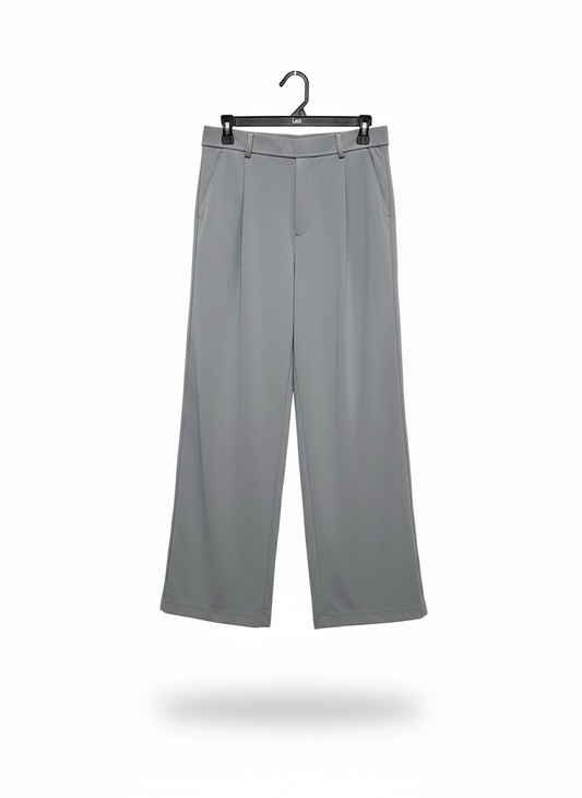 HALARA |M| WAIST 30| BERSHKA GREY WIDE-LEG PLEATED TROUSERS
