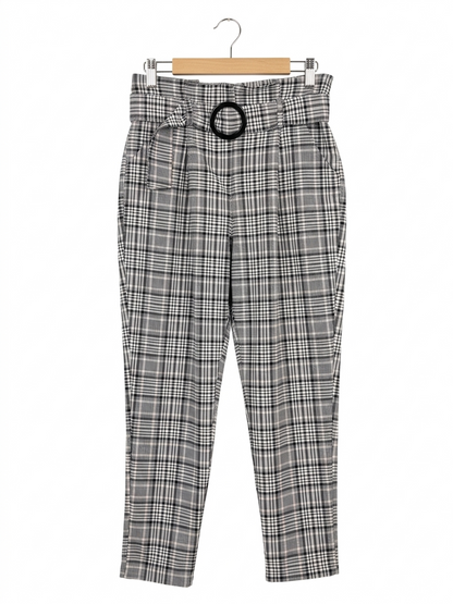SELECT |M| WAIST 30| B9| CHECKERED HIGH-WAIST PAPERBAG TROUSERS